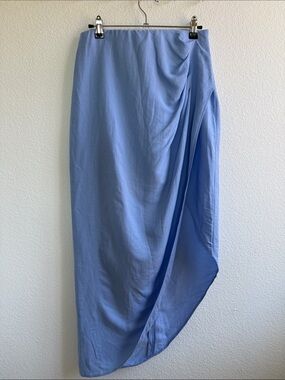 Asymmetrical Light Blue Draped Women's Skirt